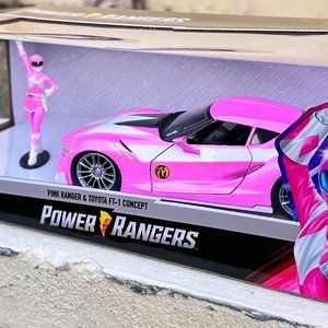 🎅 Power Ranger 🎁FT-1 Concept PINK RANGER Jada Diecast Metal 1:24 Car + Figure